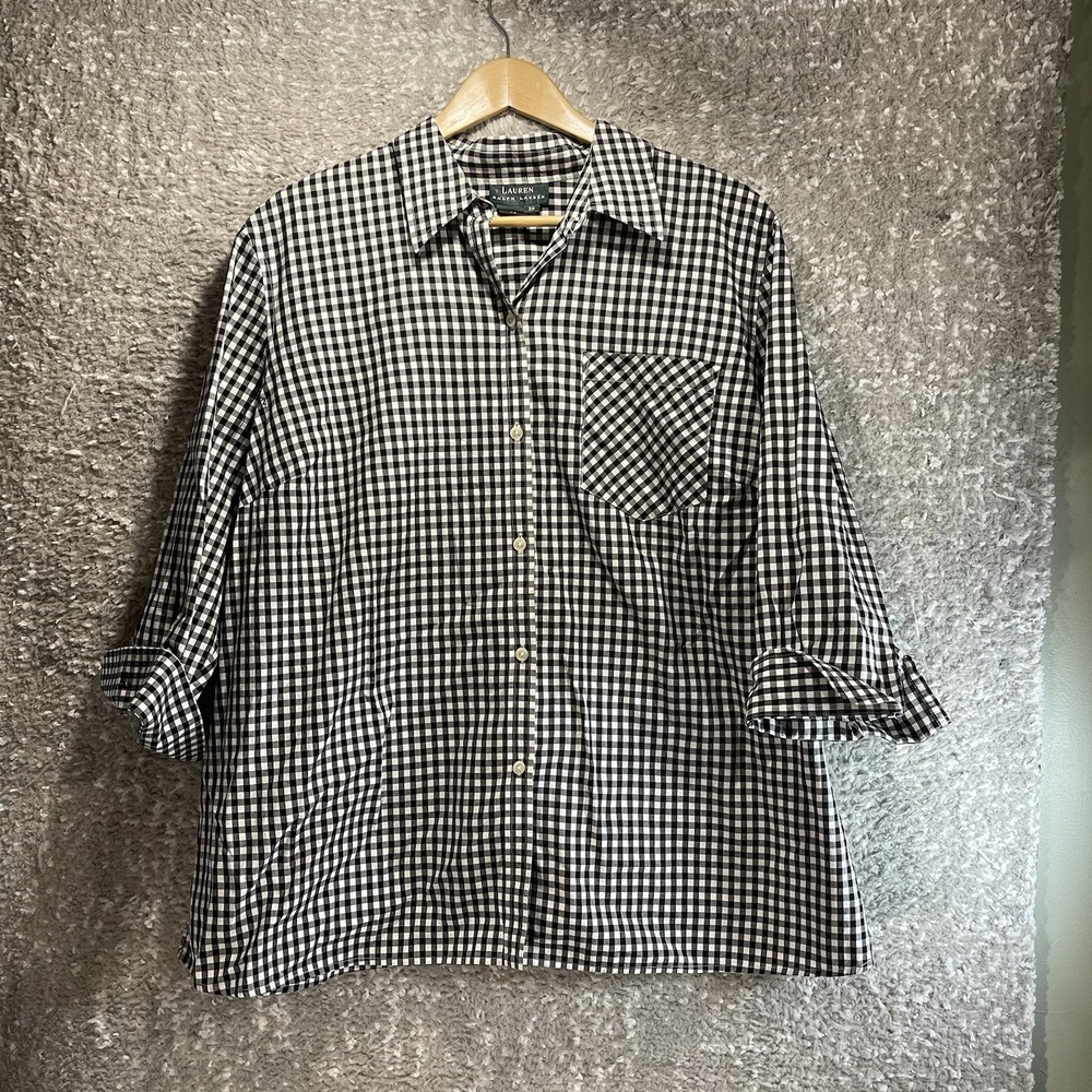 Lauren Ralph Lauren Plaid Button Front Shirt 3X Preppy Summer Classic Western